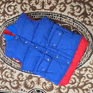 Reversible Blue Red Puffer Vest Puffy Ski Vest Retro 70s 80s 1980 1970 Vintage